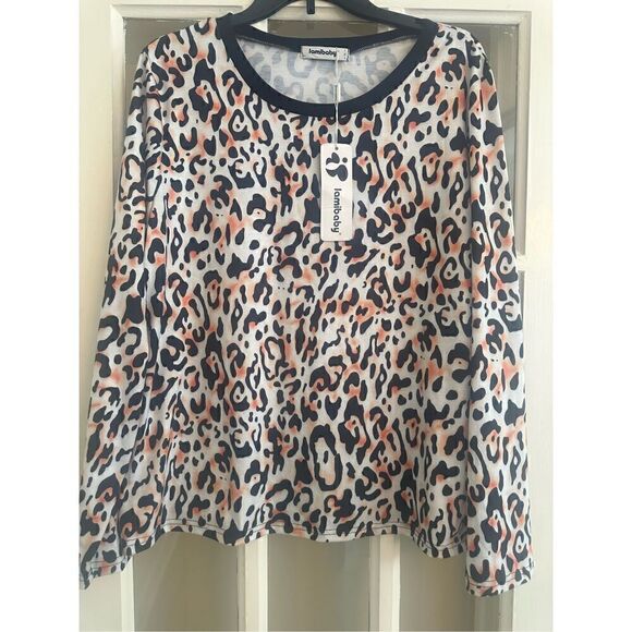 Women's Long Sleeve Pullover Tunic Top leopard print XL Casual Shirt Blouse - Picture 6 of 8